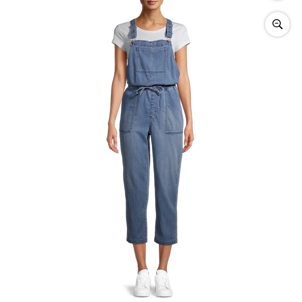 TIME AND TRU - Women's Lightweight Soft Overalls - Medium Wash